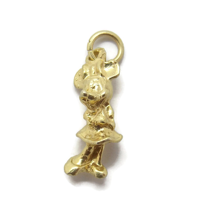 Minnie Mouse Pendant Charm. 14k Yellow Gold
