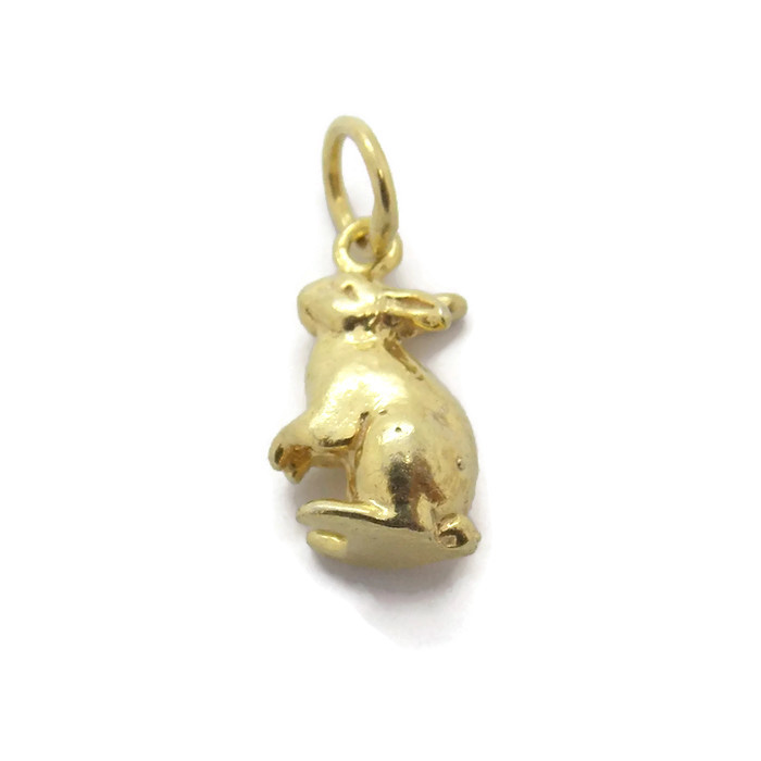 Details about   New Real Solid 14K Gold Two Bunnies with Hearts Charm Pendant 