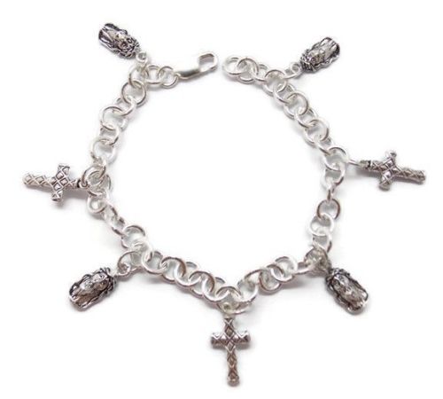 Silver Stylish Cross Charm Bracelet For Men | B93-MAY-149 | Cilory.com