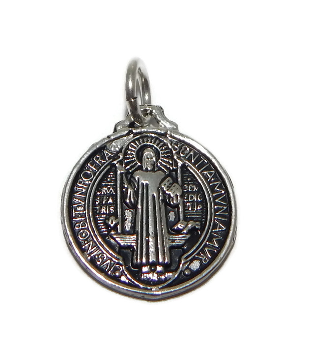 Solid 925 Sterling Silver Unisex Cross Medal Pendant St Benedict San Benito 38mm 