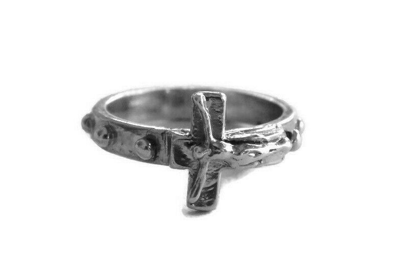 925 Sterling Silver Large Religious Rosary / Rosario Spinning Prayer Ring