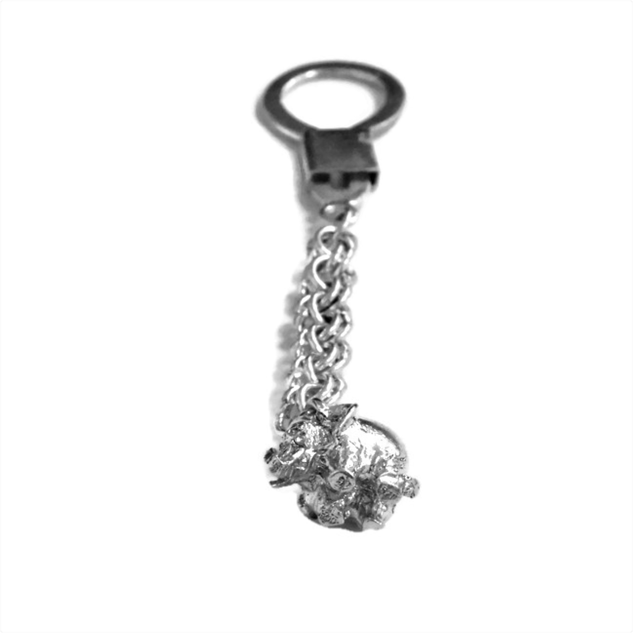 925 Sterling Silver Skull Key Chain