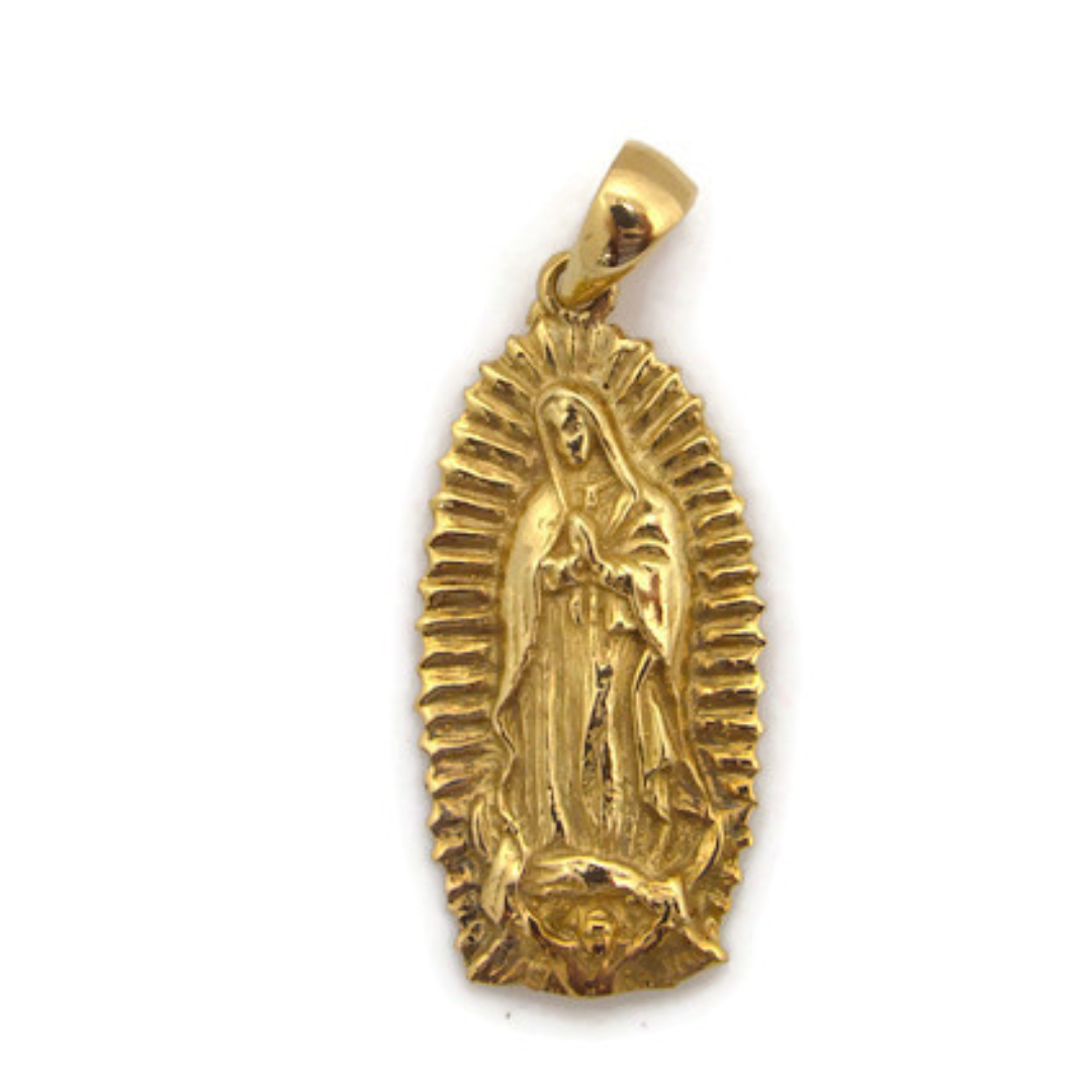 Buy Our Lady of Guadalupe Pendant Necklace Mens Gold Stainless Steel Virgin  Mother Mary Maria Jewelry Online in India - Etsy